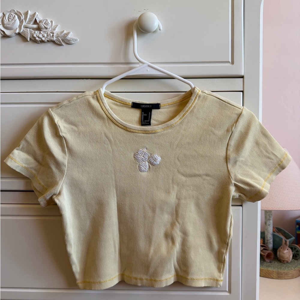 Yellow Tee with Embroidered Design